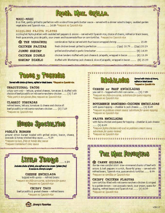 Jimmy Changas - Pasadena, TX menu_pic