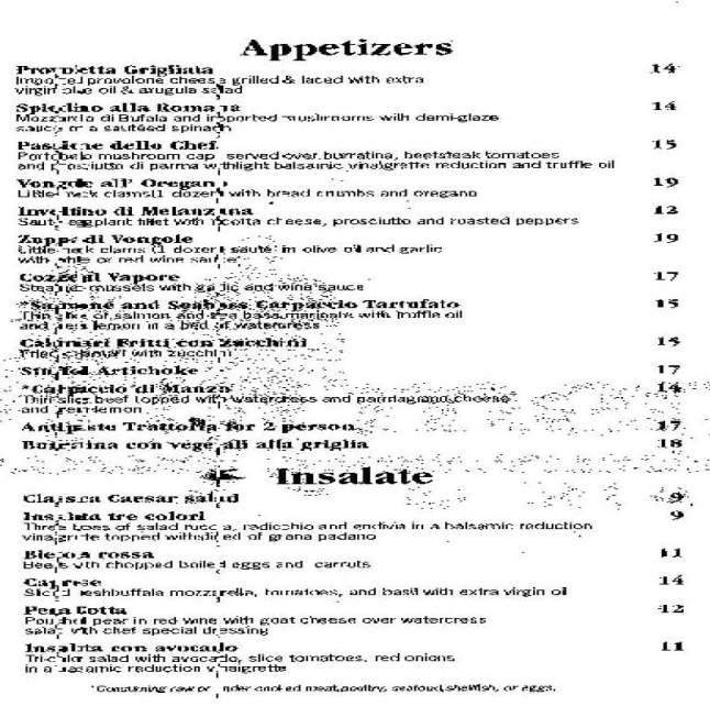 Emilio's Trattoria - Bay Harbor Islands, FL menu_pic