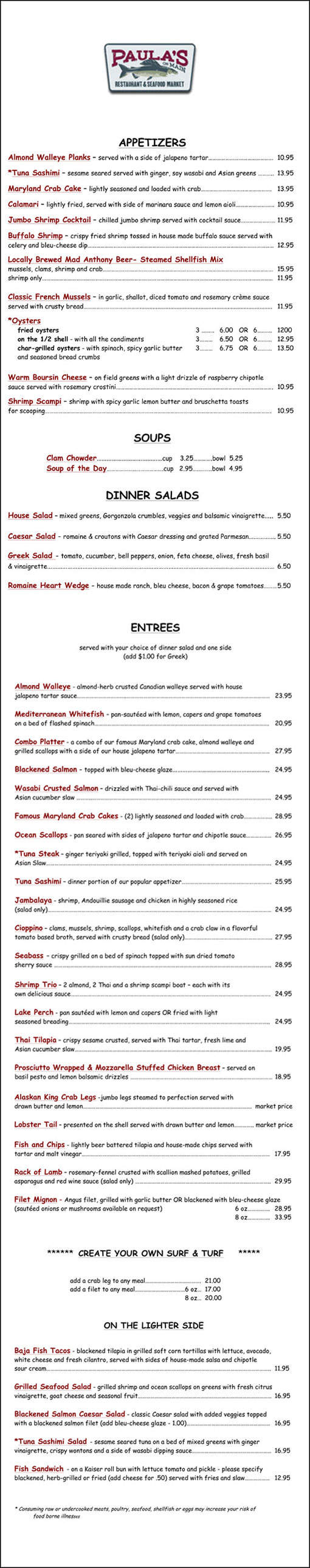Paula's On Main - Fort Wayne, IN menu_pic