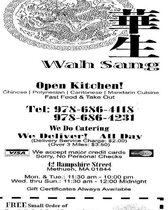 Wah Sang Restaurant - Methuen, MA menu_pic