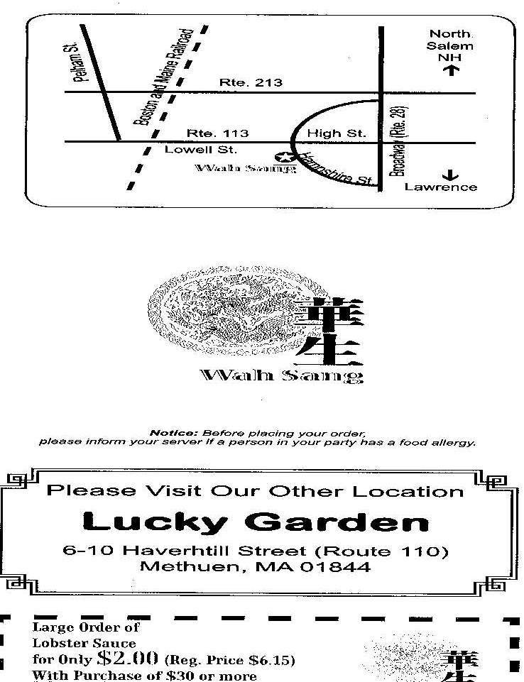 Wah Sang Restaurant - Methuen, MA menu_pic