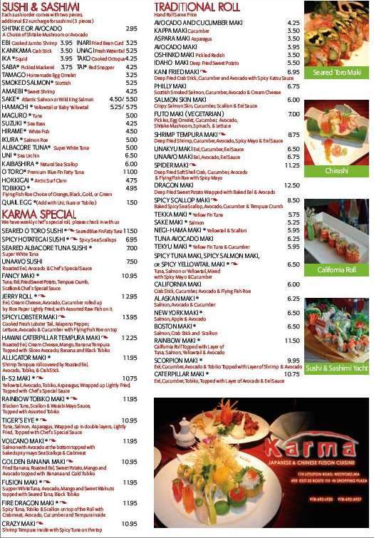 Menu of Karma Restaurant in Westford, MA 01886