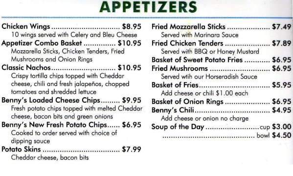 Benny's Icehouse - Boynton Beach, FL menu_pic
