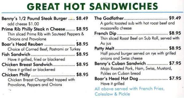 Benny's Icehouse - Boynton Beach, FL menu_pic