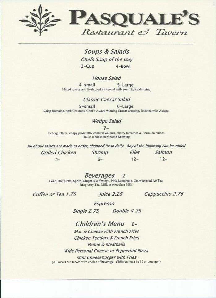Pasquale's Ristorante - East Longmeadow, MA menu_pic