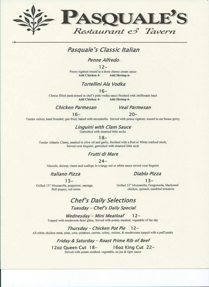 Pasquale's Ristorante - East Longmeadow, MA menu_pic
