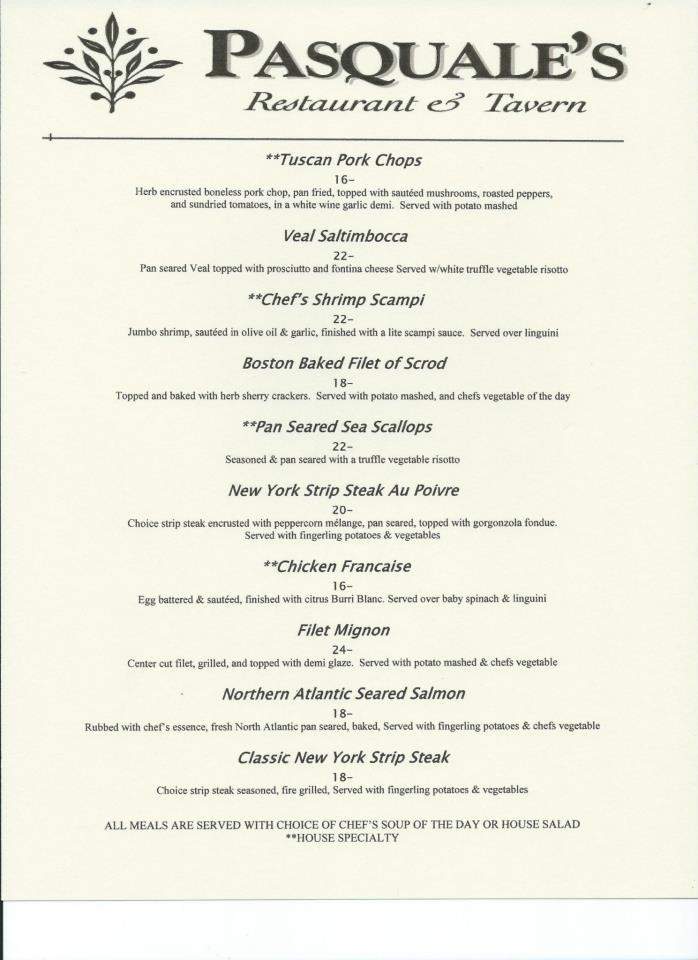 Pasquale's Ristorante - East Longmeadow, MA menu_pic