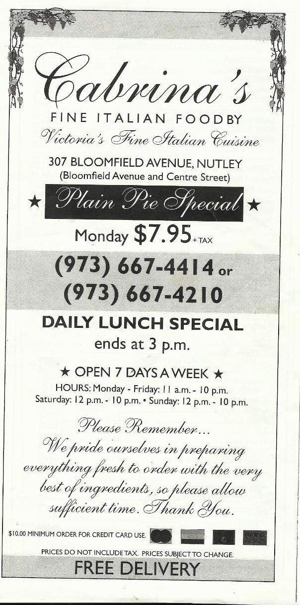 Cabrina's Pizzeria - Nutley, NJ menu_pic