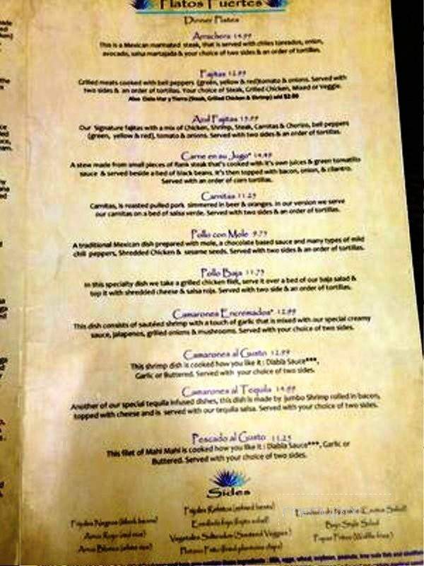 Azul Tequila Taqueria & Cantina Lounge - Peachtree City, GA menu_pic