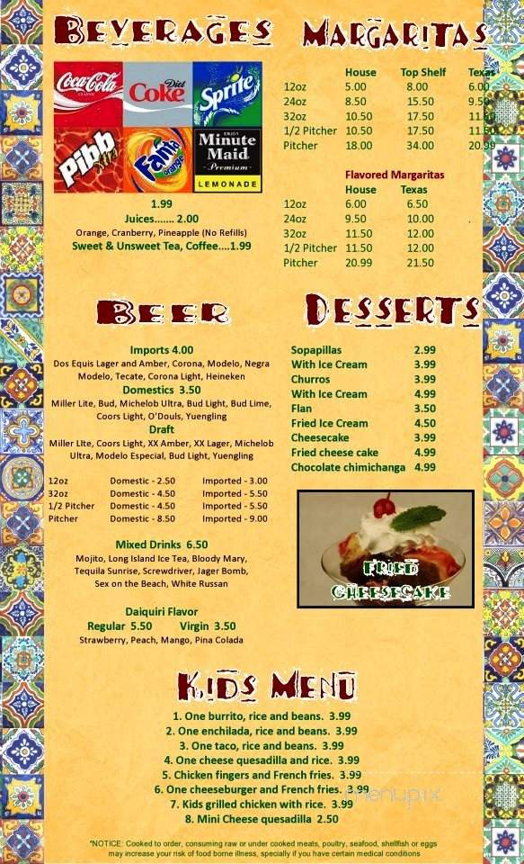 3 Amigos Mexican Bar and Grill - Marietta, GA menu_pic