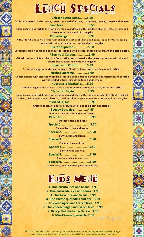 3 Amigos Mexican Bar and Grill - Marietta, GA menu_pic