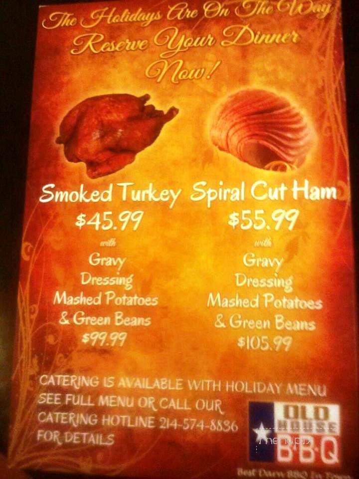 Old House BBQ - Denton, TX menu_pic