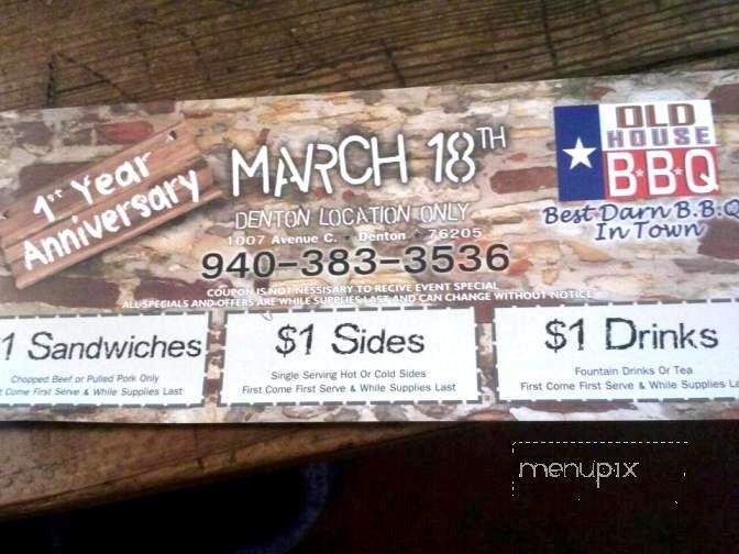 Old House BBQ - Denton, TX menu_pic