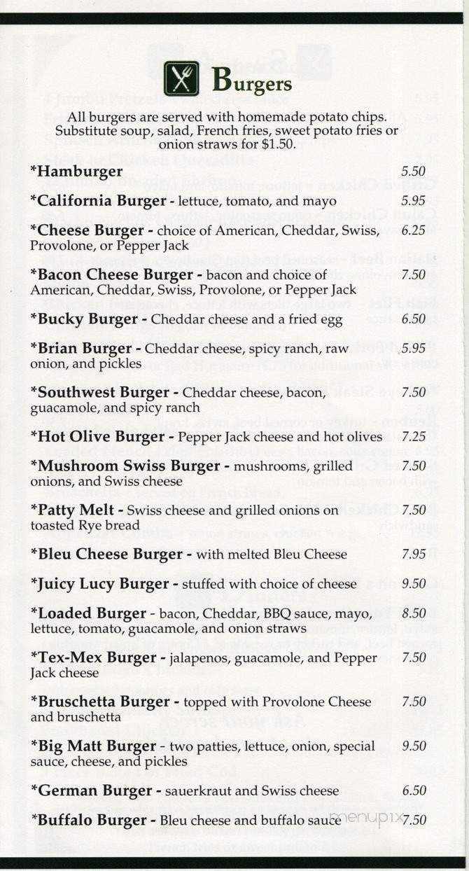 Time Out Pub and Eatry - Janesville, WI menu_pic