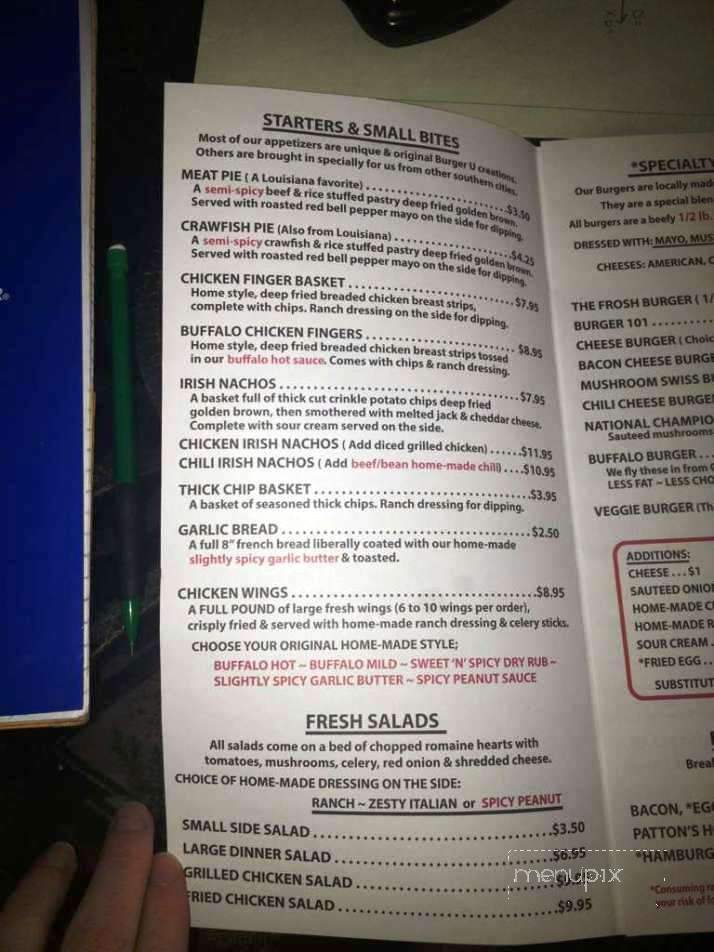 Burger U - Tuscaloosa, AL menu_pic