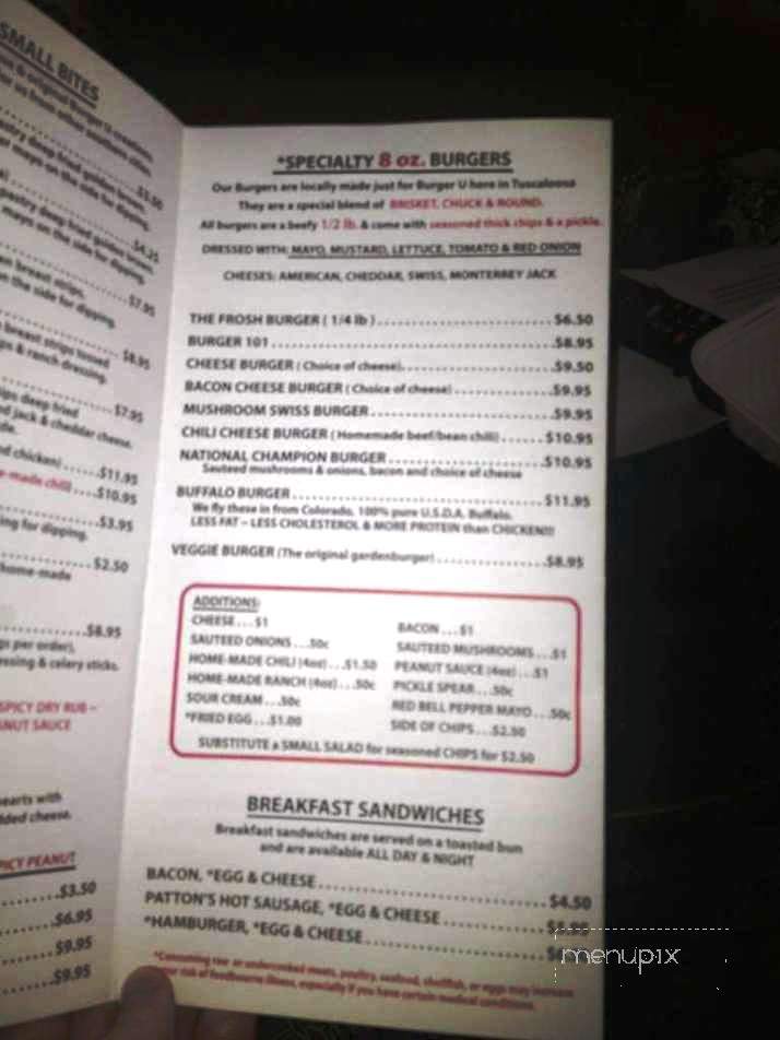 Burger U - Tuscaloosa, AL menu_pic