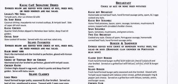 Kauai Cafe - Las Vegas, NV menu_pic