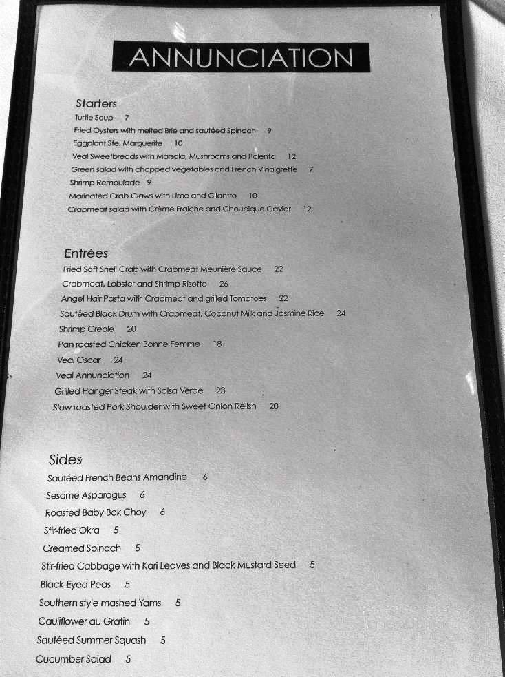 Annunciation Restaurant - New Orleans, LA menu_pic