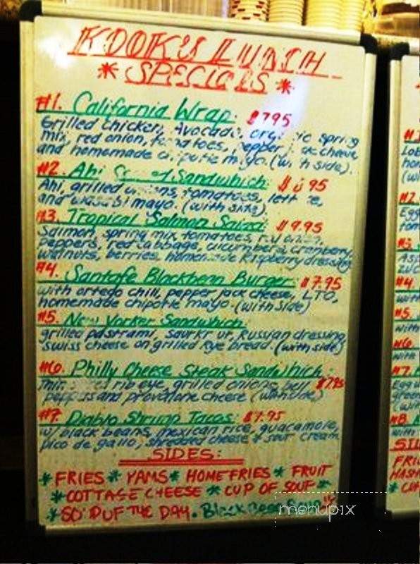 The Kook's Cafe - Cardiff By The Sea, CA menu_pic