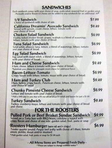 Hen's Dining and Roosters Too - Rockwall, TX menu_pic