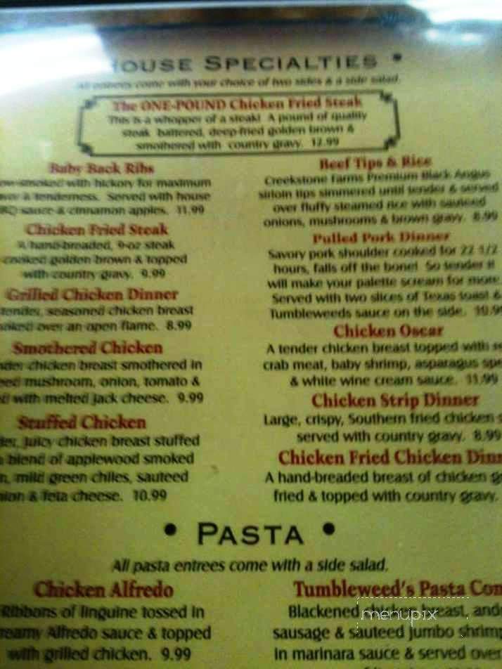 Tumbleweeds - Nowata, OK menu_pic