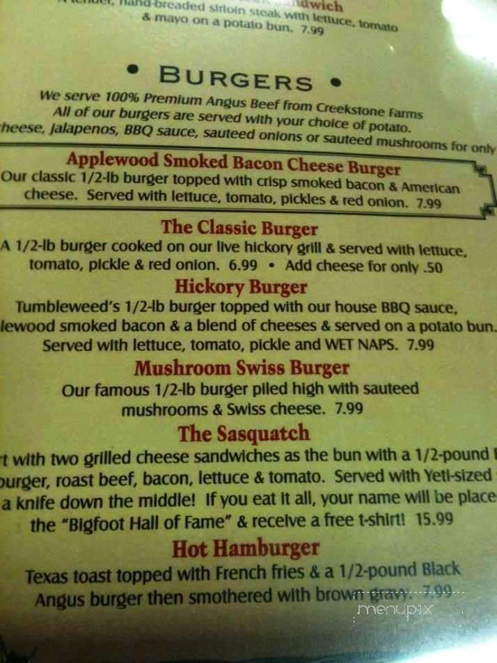 Tumbleweeds - Nowata, OK menu_pic