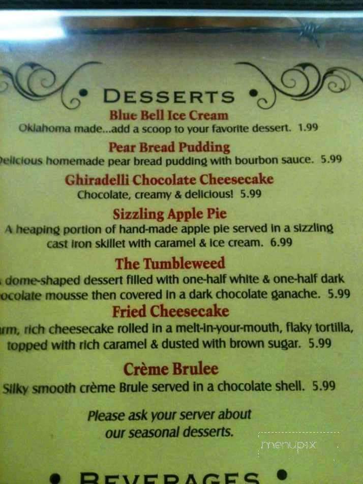 Tumbleweeds - Nowata, OK menu_pic