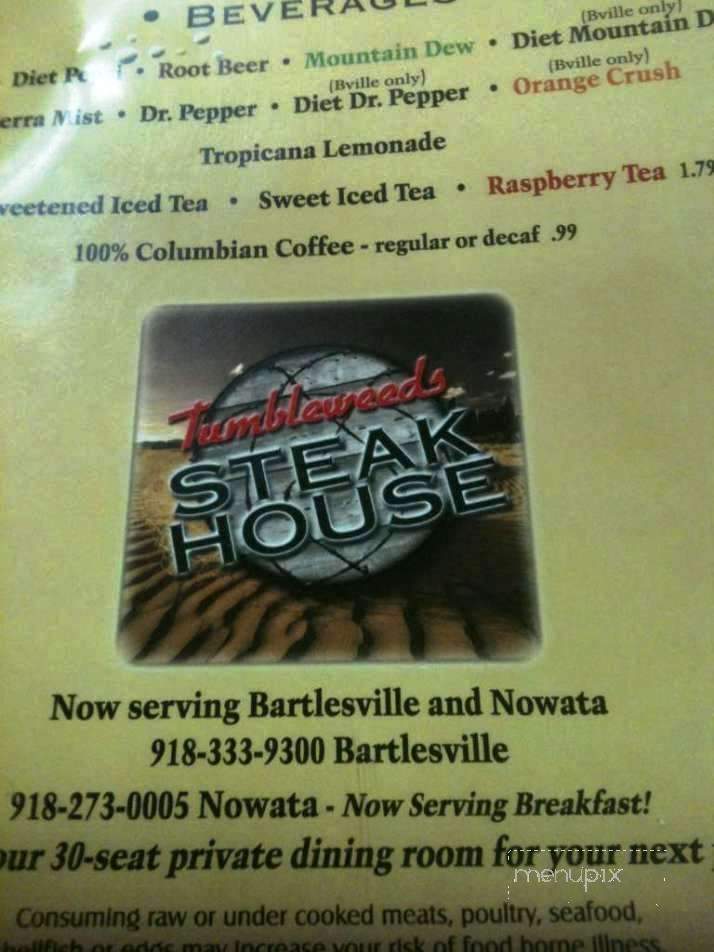 Tumbleweeds - Nowata, OK menu_pic