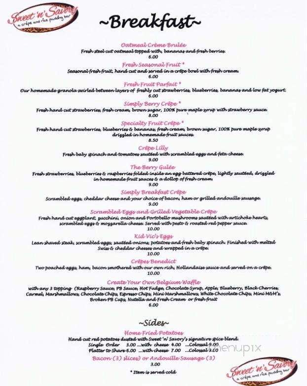 Sweet n' Savory - Port Jefferson, NY menu_pic