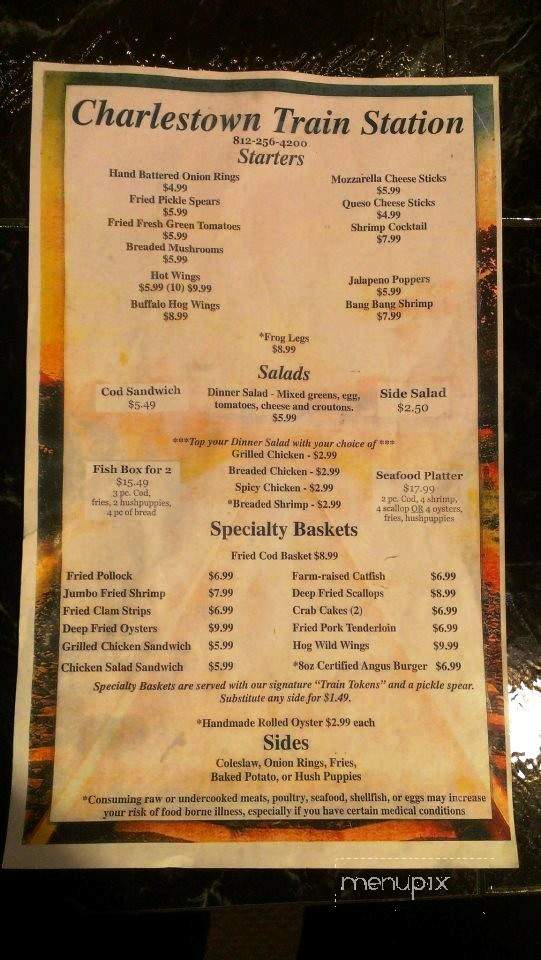 Charlestown Train Station - Charlestown, IN menu_pic