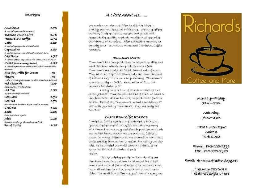 Richard's Coffee and More - Charleston, SC menu_pic