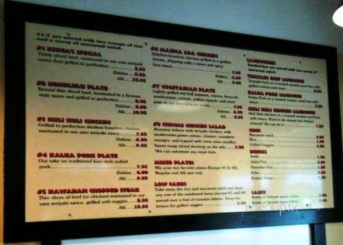 Hawaiian Time - Beaverton, OR menu_pic