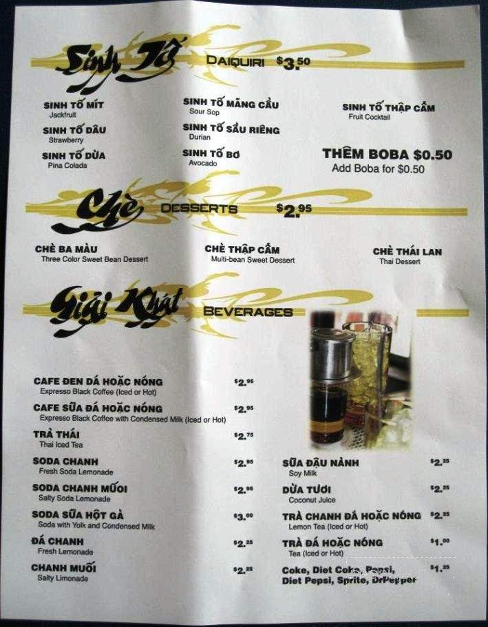 Pho Dien - Houston, TX menu_pic