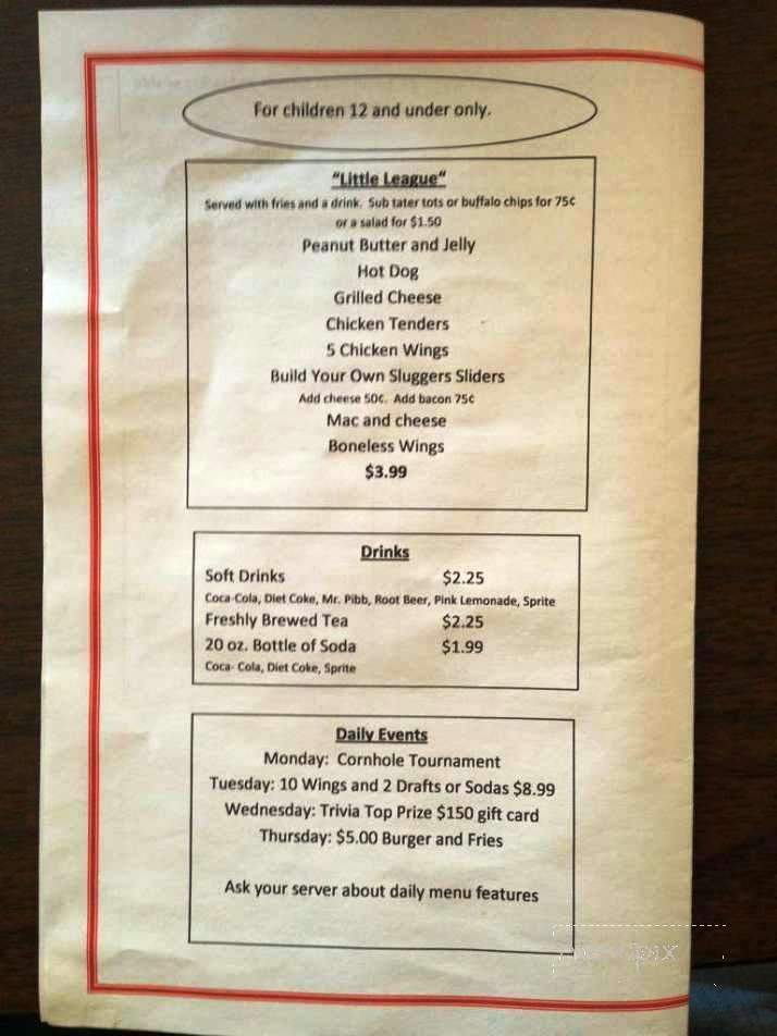 Sluggers Bar & Grill - Brandon, FL menu_pic