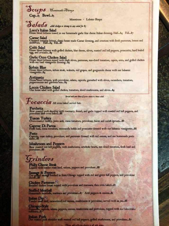 Menu of Lucianos Italian Restaurant in Boise, ID 83706
