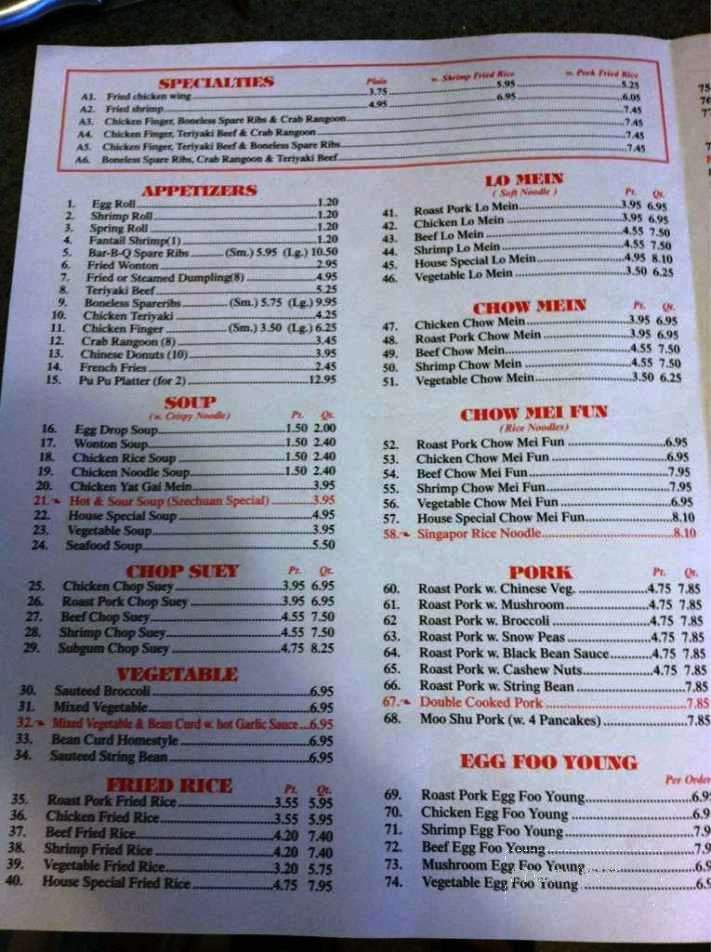 Menu Of Zheng S Chinese Restauant In East Windsor Ct 06016