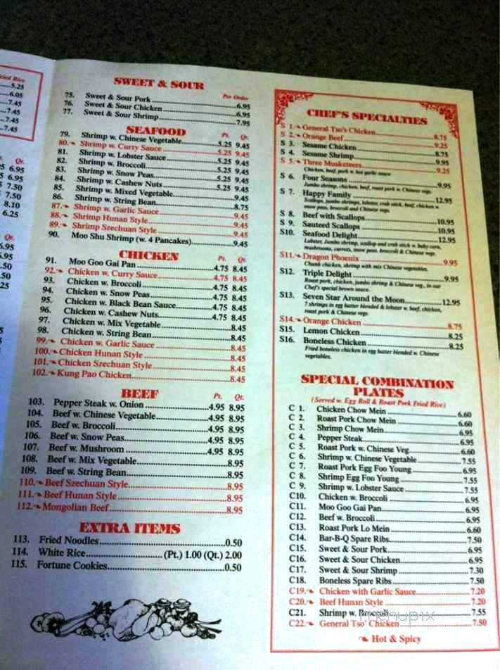 Menu Of Zheng S Chinese Restauant In East Windsor Ct 06016