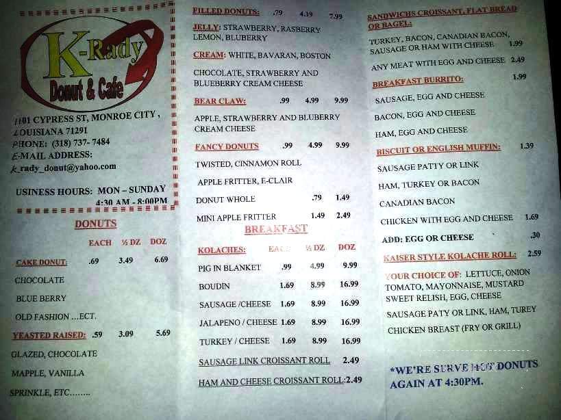 K-Rady Donut & Cafe - West Monroe, LA menu_pic