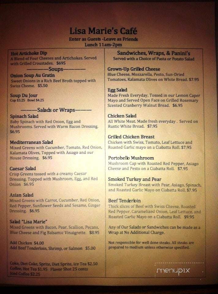 Lisa Marie's Cafe - Wauwatosa, WI menu_pic