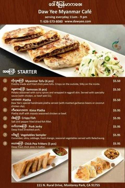 Daw Yee Myanmar Cafe - Monterey Park, CA menu_pic