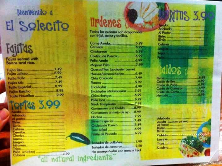 La Favorita - Poteau, OK menu_pic