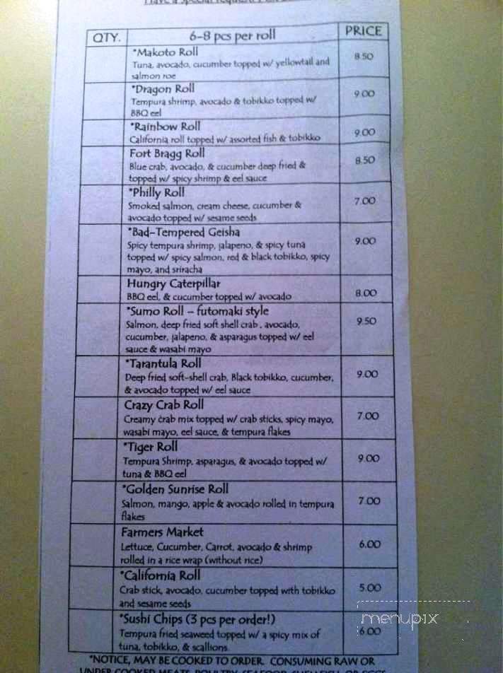 Makoto Japanese Cuisine - Southern Pines, NC menu_pic