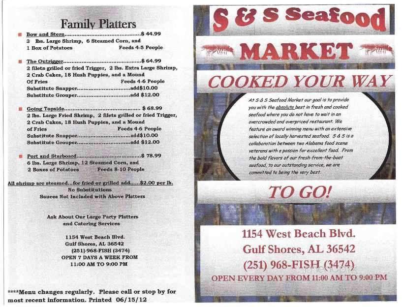 S S Seafood Market - Gulf Shores, AL menu_pic