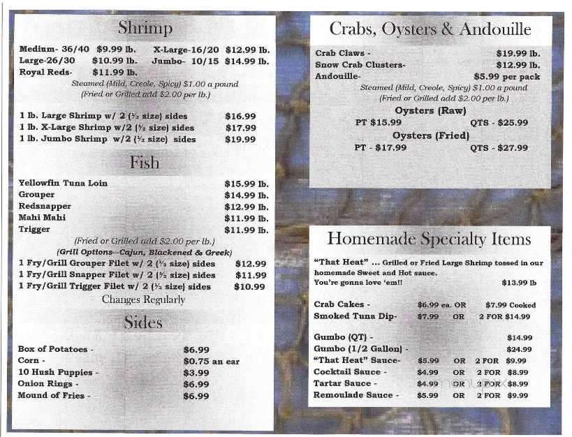 S S Seafood Market - Gulf Shores, AL menu_pic