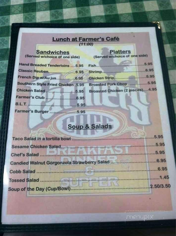 Farmer's Cafe - Cromwell, IN menu_pic