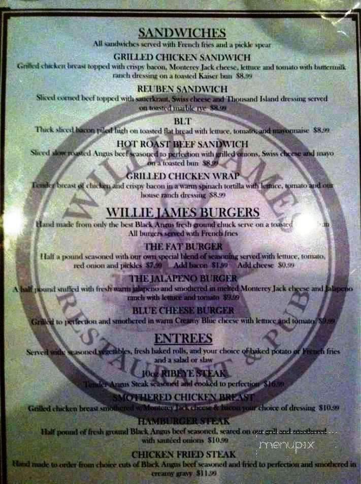 Willie James - Tontitown, AR menu_pic
