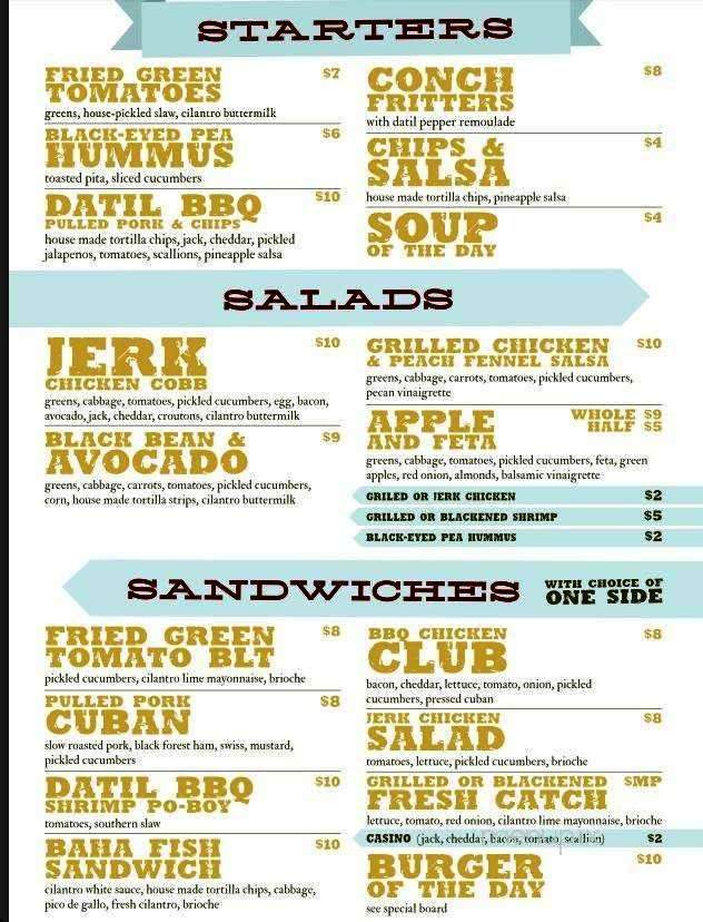The Yard Bird Cafe - St Augustine, FL menu_pic