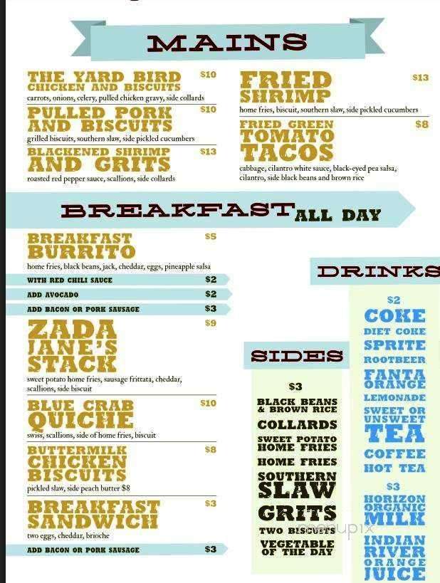 The Yard Bird Cafe - St Augustine, FL menu_pic