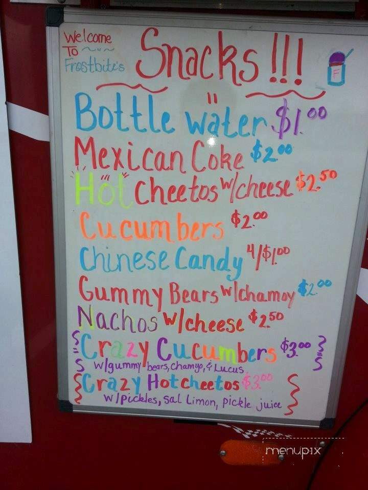 Frostbites Shaved Ice - San Antonio, TX menu_pic