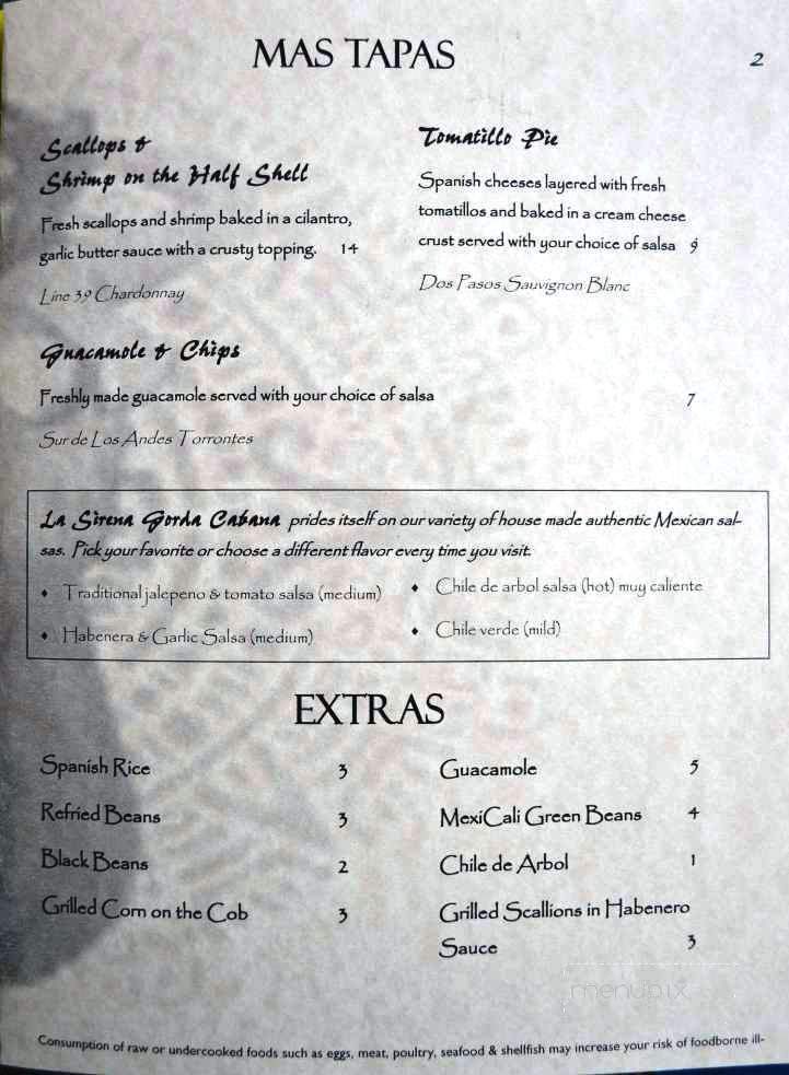 La Sirena Gorda Cabana - Sanford, FL menu_pic
